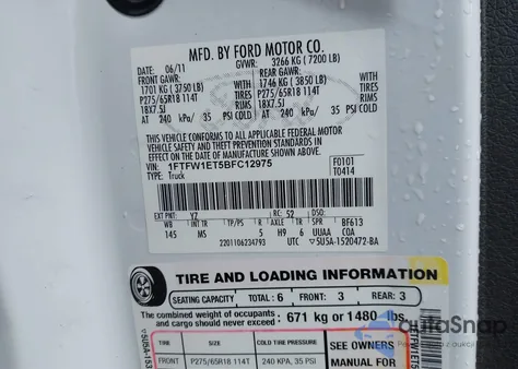 2011 Ford F-150 Xlt z USA, uszkodzony, nr VIN 1FTFW1ET5BFC12975